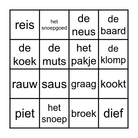 pepernoten bingo Card