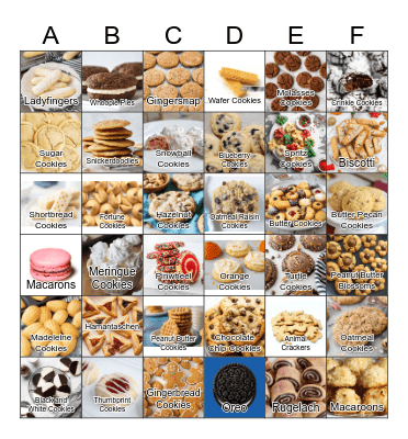 Guess That Cookie! Bingo Card