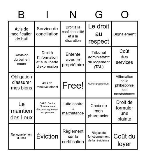 CAAP Jamésie/Nord-du-Québec Bingo Card