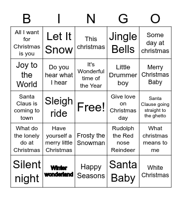 Christmas Music Bingo Card