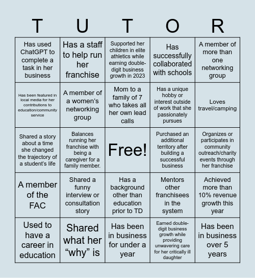 Women of Tutor Doctor Bingo Card