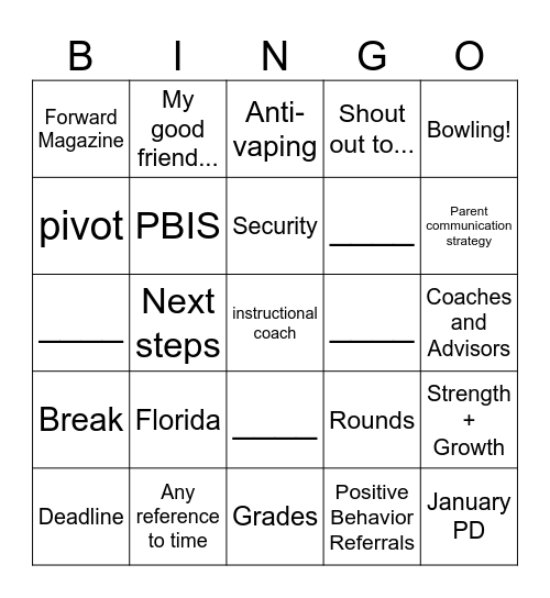 Lingo Bingo - Dec 2023 Bingo Card