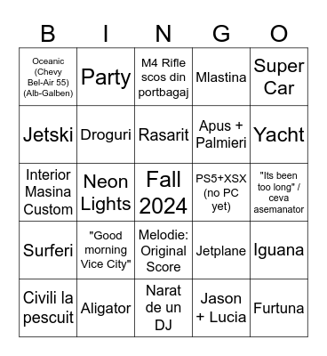 GTA Trailer 1 - Bingo Card Cezar Bingo Card