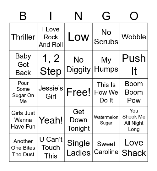 MUSIC BINGO! Bingo Card