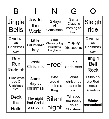 Christmas Music Bingo Card