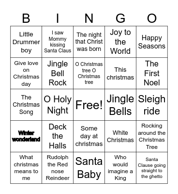 Christmas Music Bingo Card