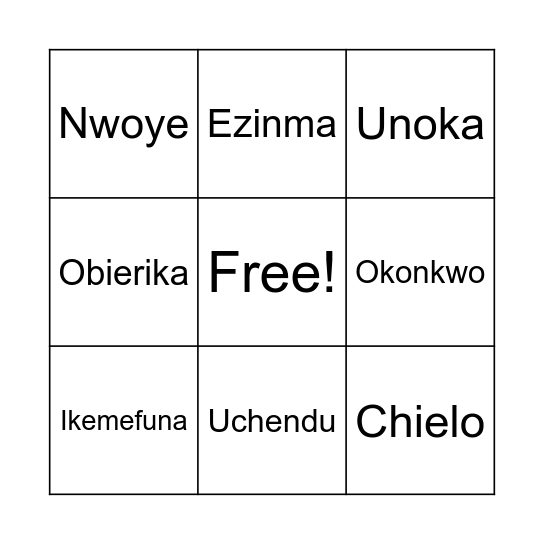 Who are we taking about? Bingo Card