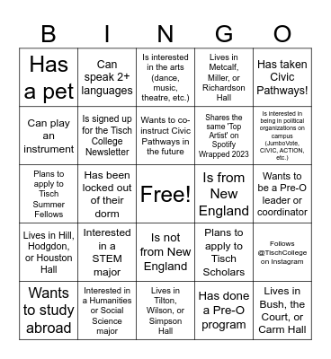 Civic Pathways: Getting to know you Bingo! Bingo Card