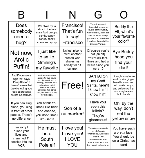 ELF Bingo Card