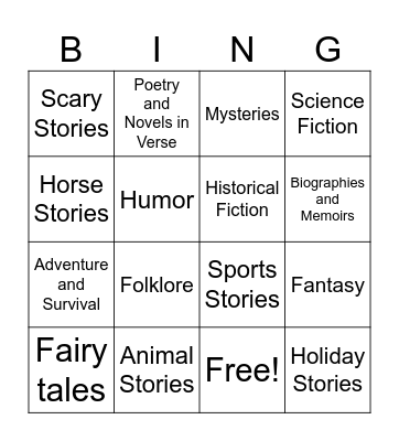 Genre Bingo Card