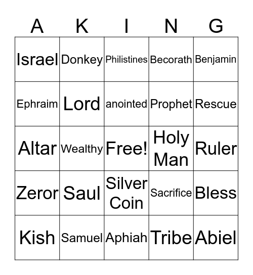 Samuel Anoints Saul Bingo Card