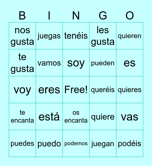 Lesson 3 Bingo Board Bingo Card