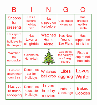 Holiday Bingo Card