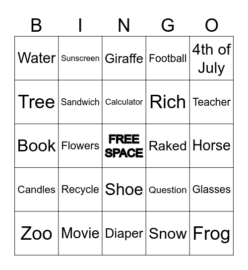 Context Clues Bingo Card