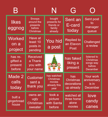 Virtual Holiday Bingo Card