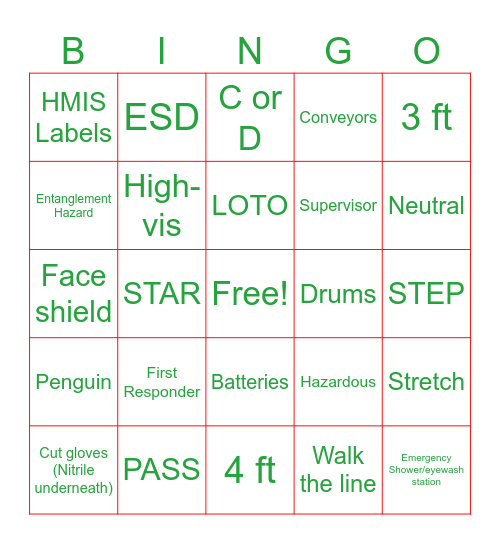 EHS COMMITTEE 2023 Bingo Card