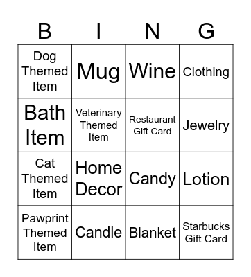 Secret Santa Bingo Card