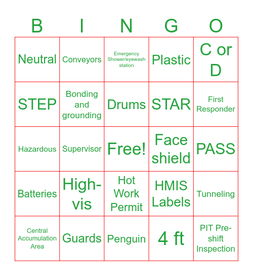 EHS COMMITTEE 2023 Bingo Card