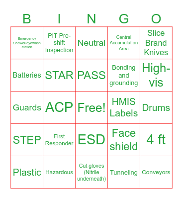 EHS COMMITTEE 2023 Bingo Card