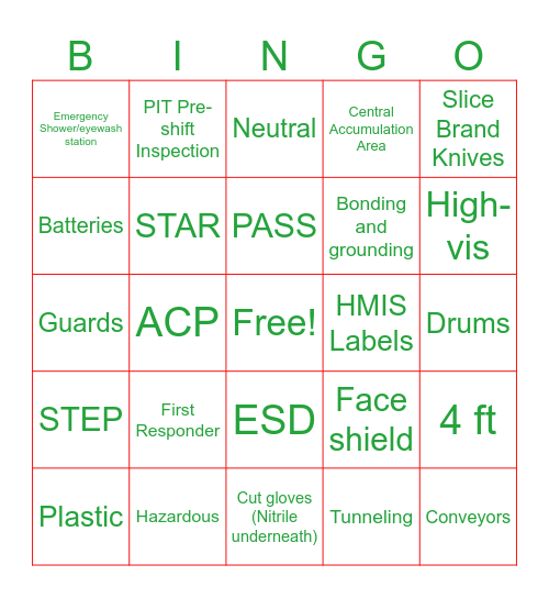 EHS COMMITTEE 2023 Bingo Card