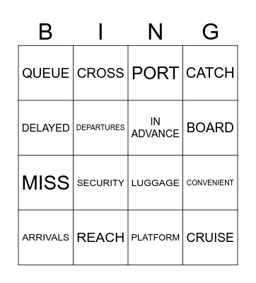 TRAVEL Bingo Card