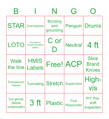EHS COMMITTEE 2023 Bingo Card
