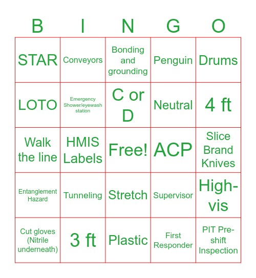 EHS COMMITTEE 2023 Bingo Card