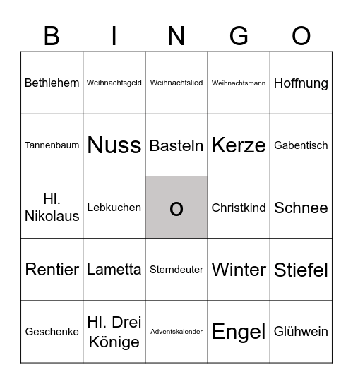 Advent Bingo Card