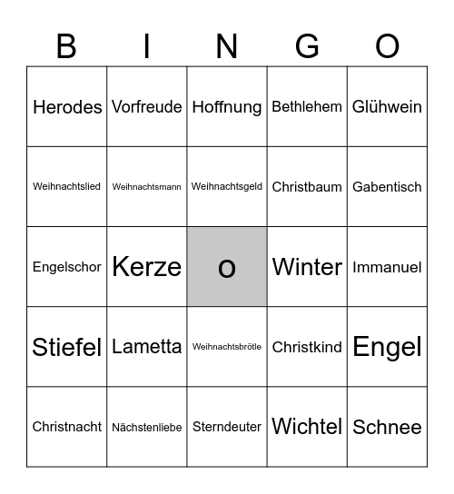 Advent Bingo Card