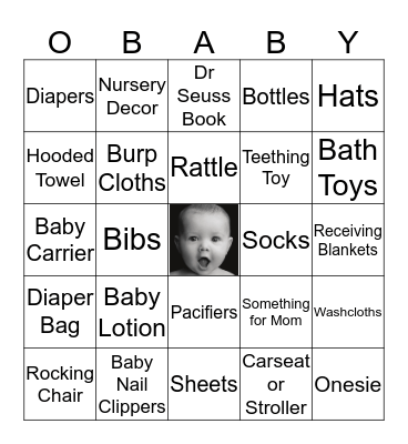 Baby Hulse's Shower Bingo Card