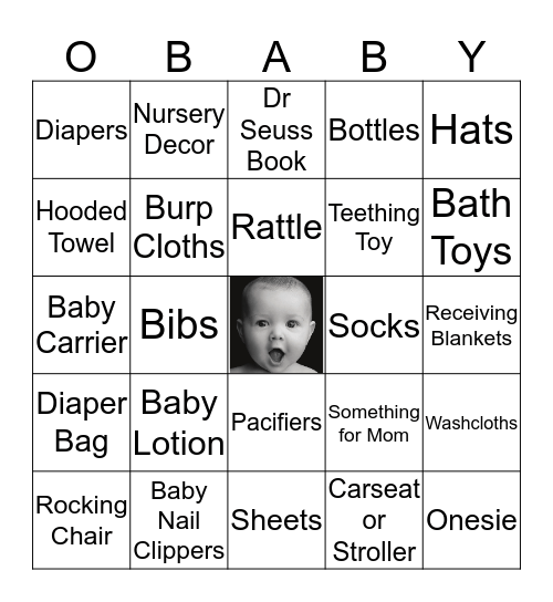 Baby Hulse's Shower Bingo Card