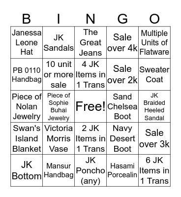 MCA BINGO!!!! Bingo Card