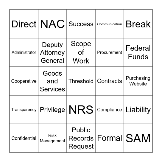 CCM Bingo Card