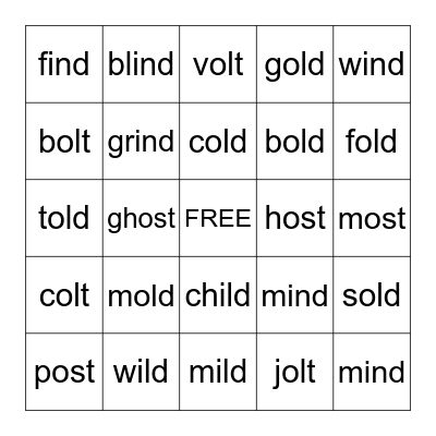 Glued Sounds Bingo Card