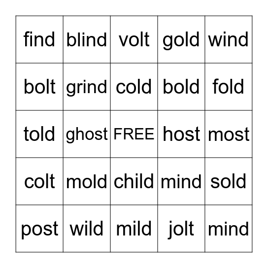 Glued Sounds Bingo Card