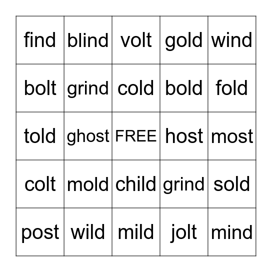 Glued Sounds Bingo Card