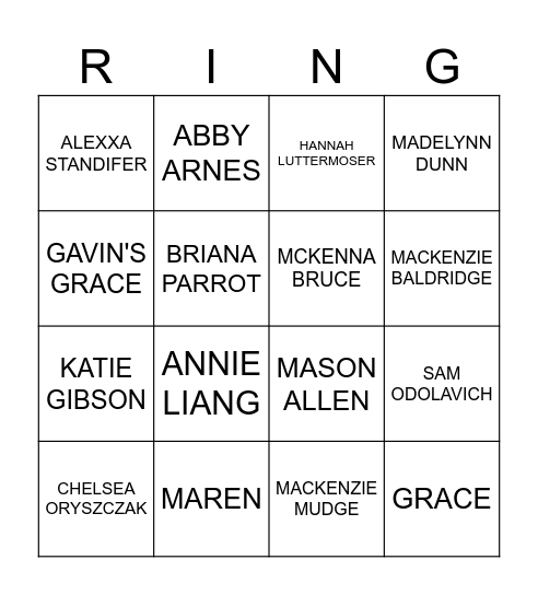 Engagement Bingo Card