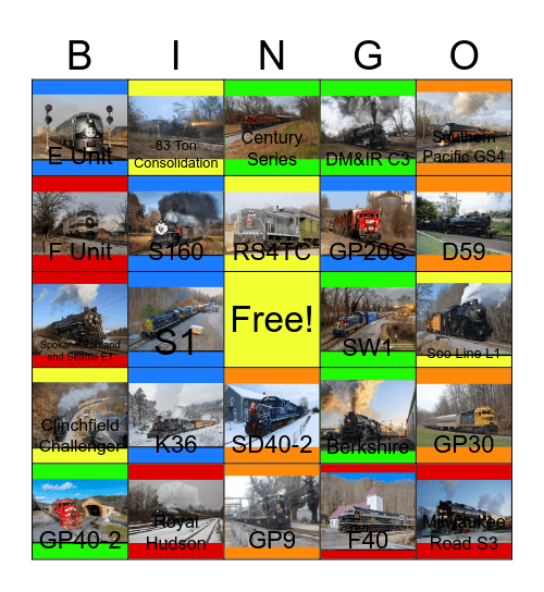 Festive Locomotives Bingo Card