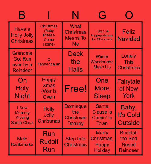 endpoint Christmas Song Bingo! Bingo Card