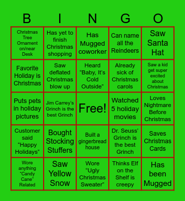 Evergreen Christmas Bingo - Ops Bingo Card