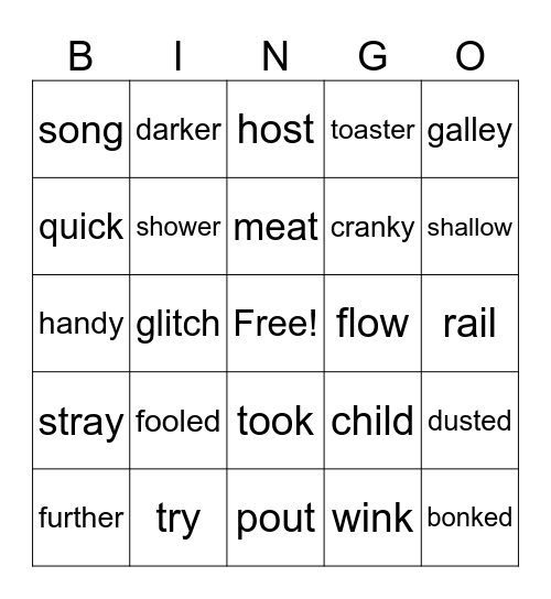 Level 2 words Bingo Card
