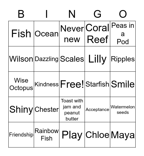 Friendship  Bingo Card