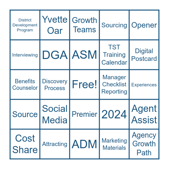 Talent Bingo Card