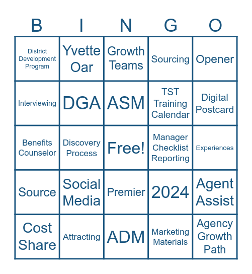 Talent Bingo Card