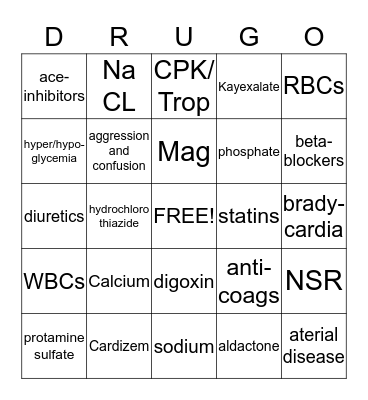 Test #1 Bingo Card