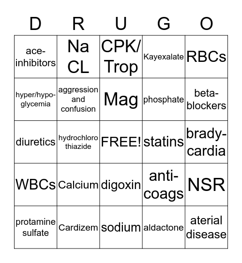 Test #1 Bingo Card