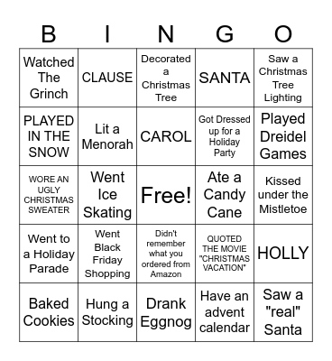 Christmas MPAcc Bingo Card