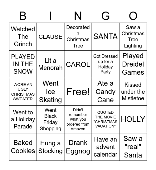 Christmas MPAcc Bingo Card