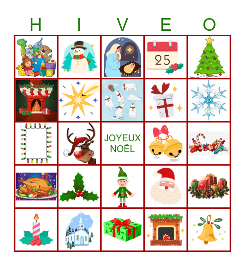 Noël Bingo Card