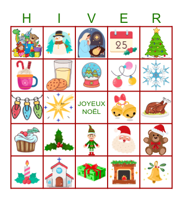 Noël Bingo Card